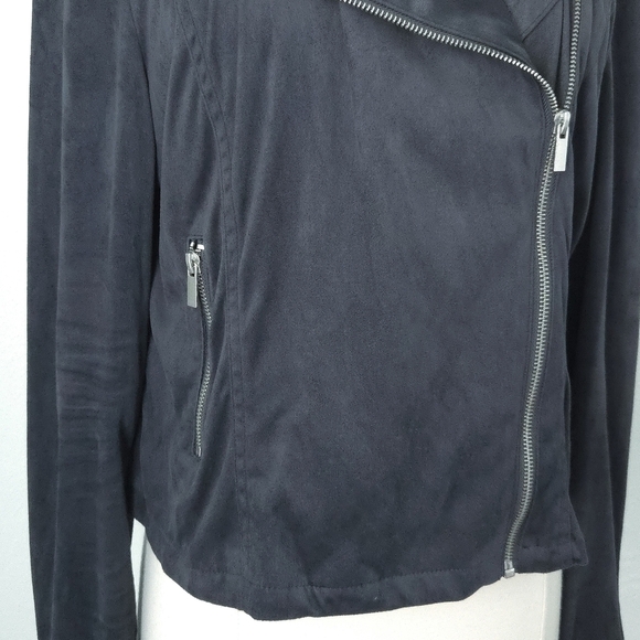 Lauren Conrad Gray Vegan Suede Moto Jacket- Plus Size - Picture 6 of 7